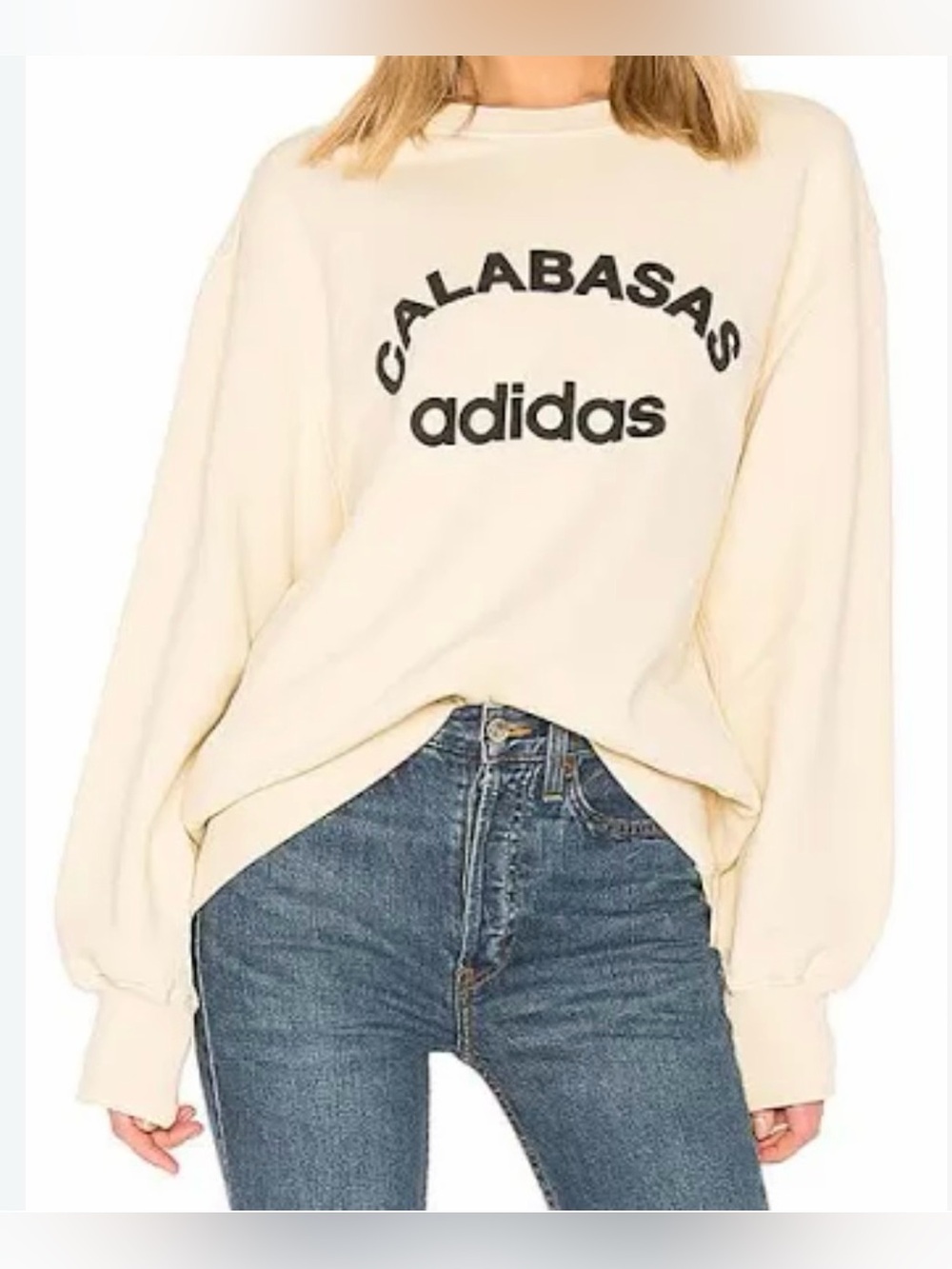 adidas Season 5 Rib Side Cream Calabasas Logo Crewneck Sweatshirt